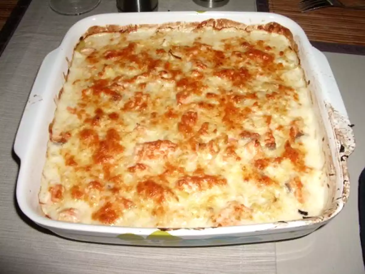 Gratin de saumon et poireaux