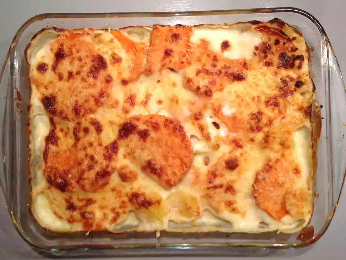 Gratin fondant aux patates douces et pommes de terre