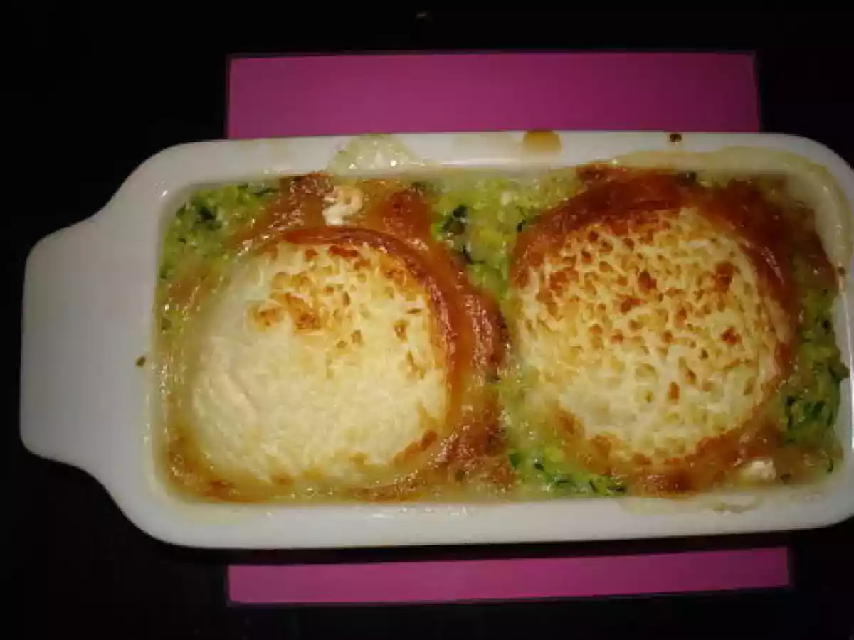 Gratin léger et veg' aux courgettes, au quinoa et à la menthe, gratiné au chèvre