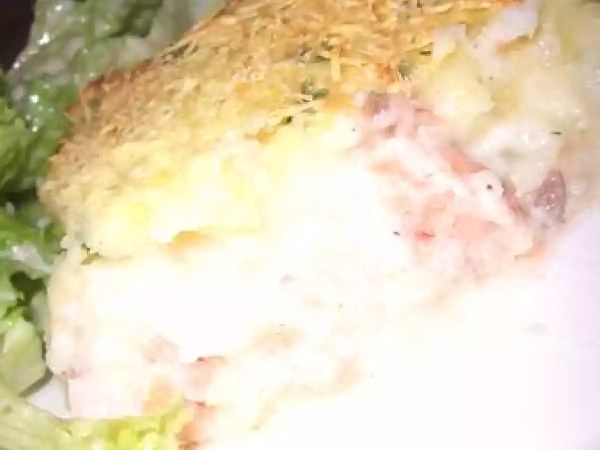 Gratin pommes de terre - chou-fleur - saumon