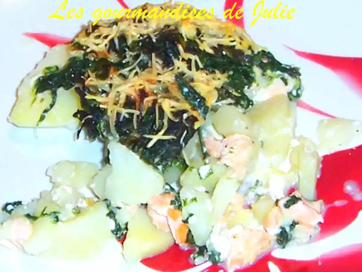 Gratin pommes de terre / saumon / épinards