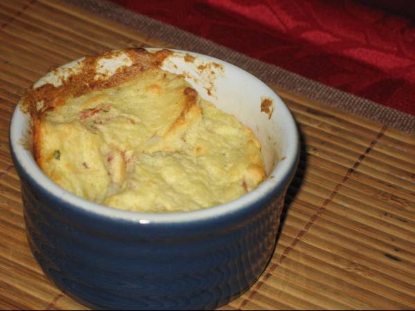 Gratin soufflé de panais, jambon et champignons