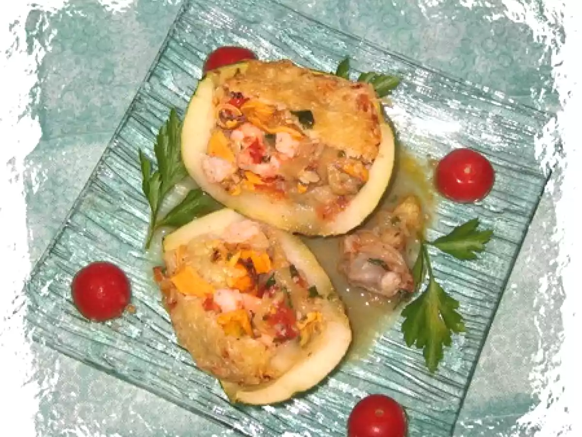 Gratiné de courgettes rondes farcies aux fruits de mer - photo 2