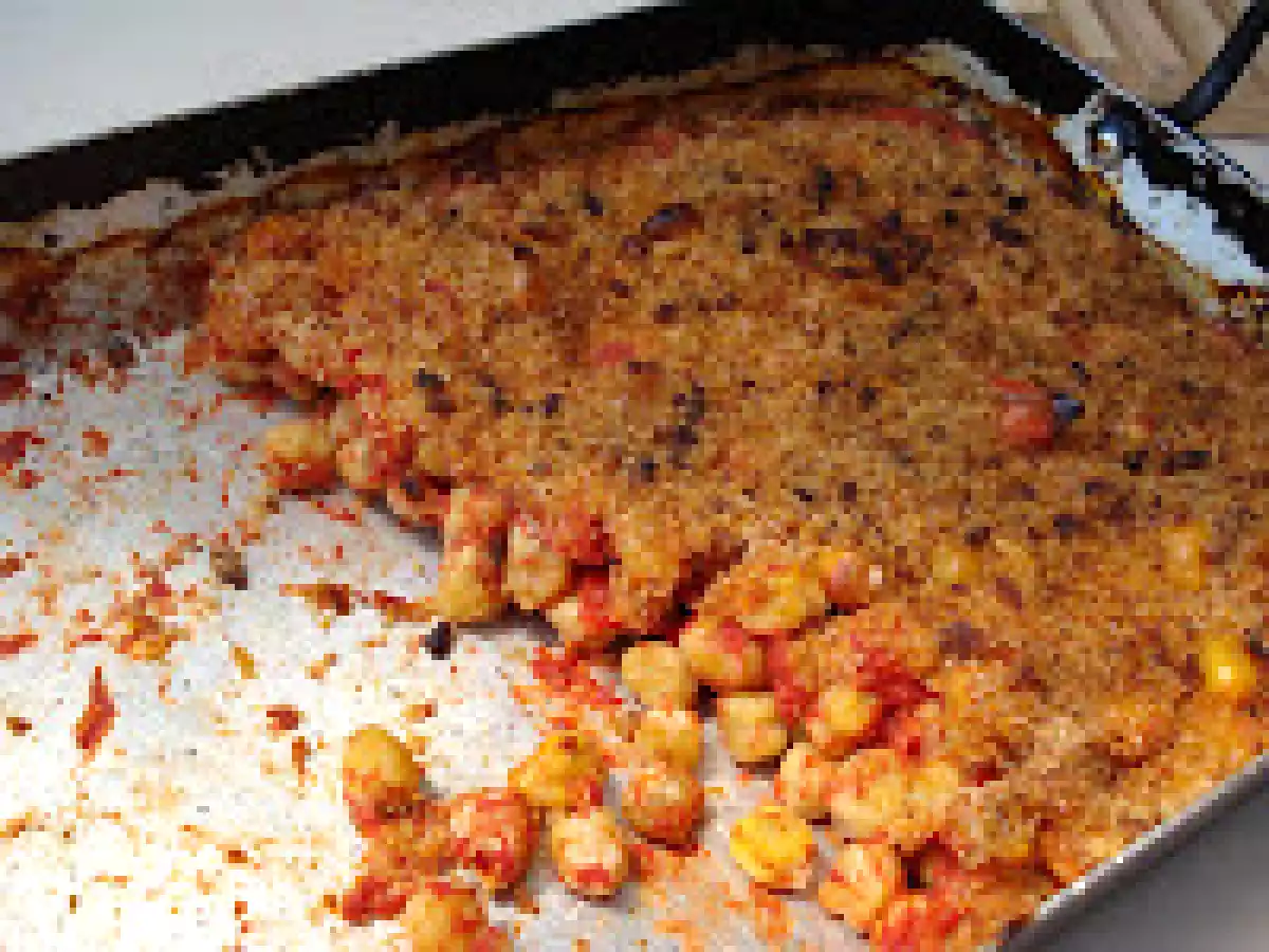 Gratins de pois chiches cuisinés à la tomate