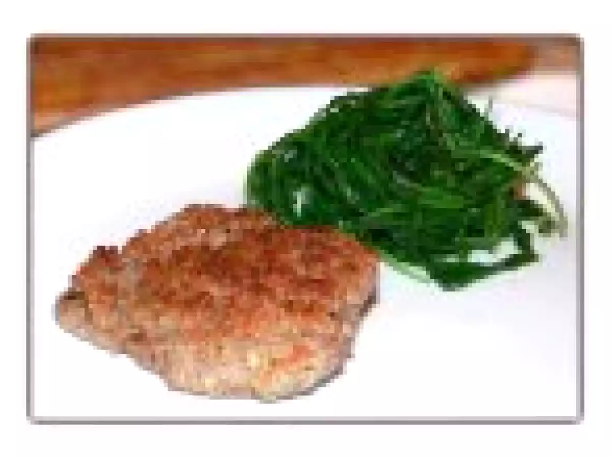 Grenadins de veau au parmesan et tombée de roquette.