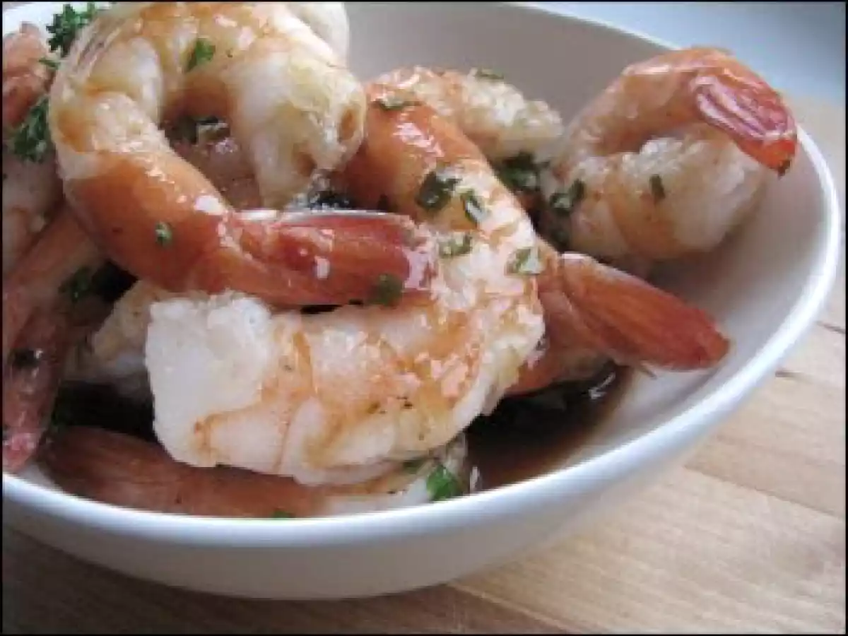 Grosses crevettes grillées - sauce orange & sirop de Liège