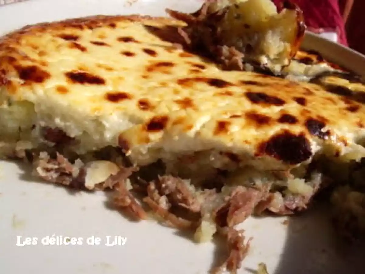 Hachis parmentier au canard et aux noisettes, creme au parmesan - photo 2