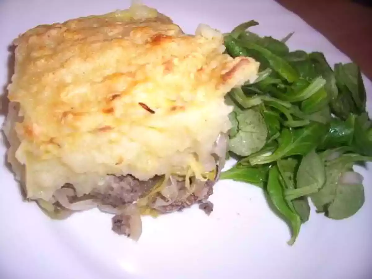 Hachis parmentier et sa fondue de poireaux