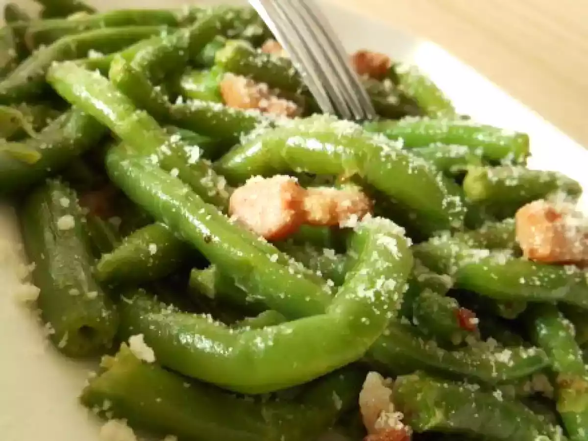 Haricots verts à la carbonara