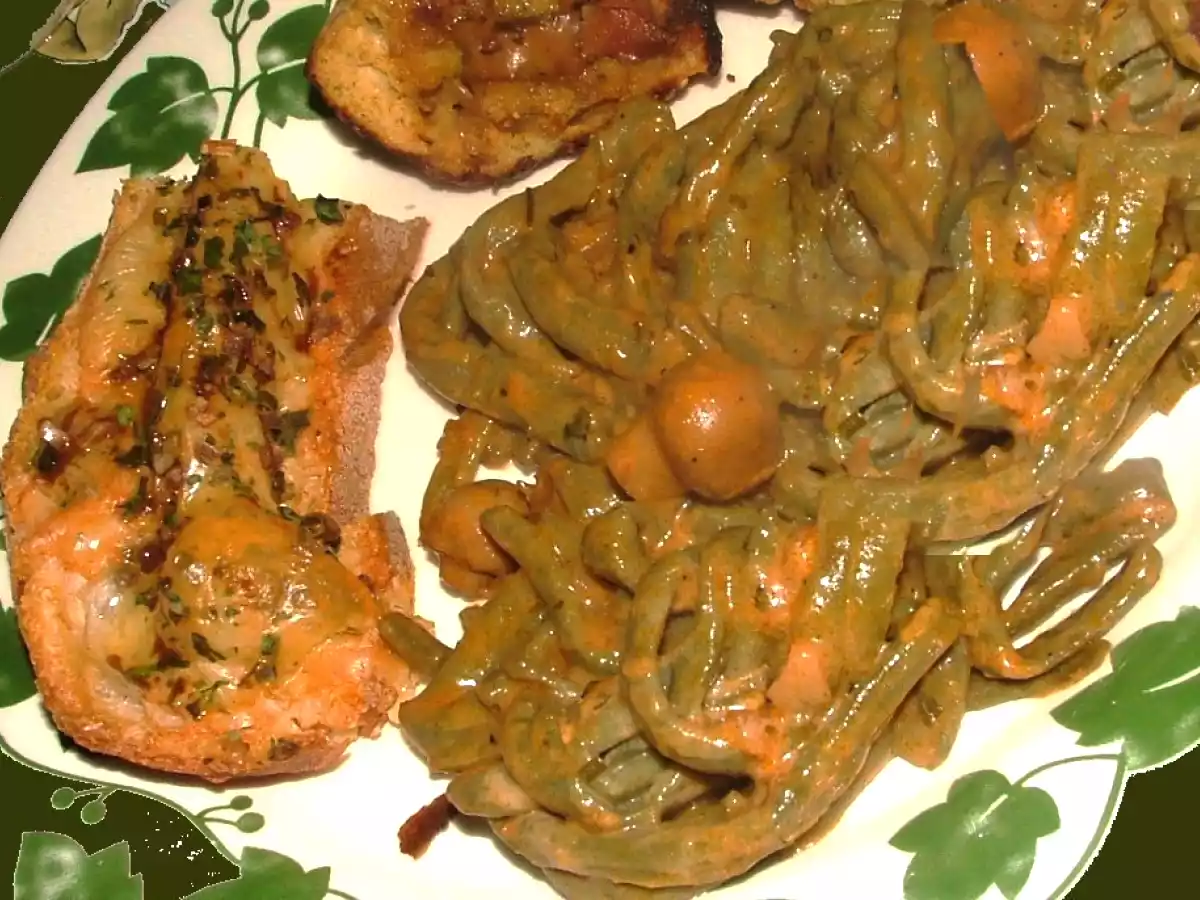 Haricots verts et champignons à la Grecque et crème légère