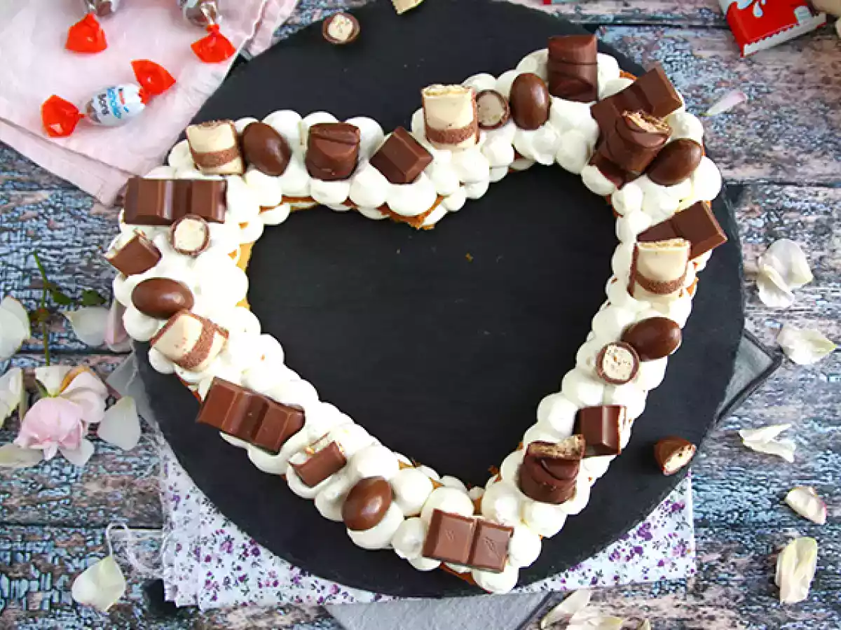 Heart cake au Kinder - Tarte cœur au Kinder pour la saint Valentin