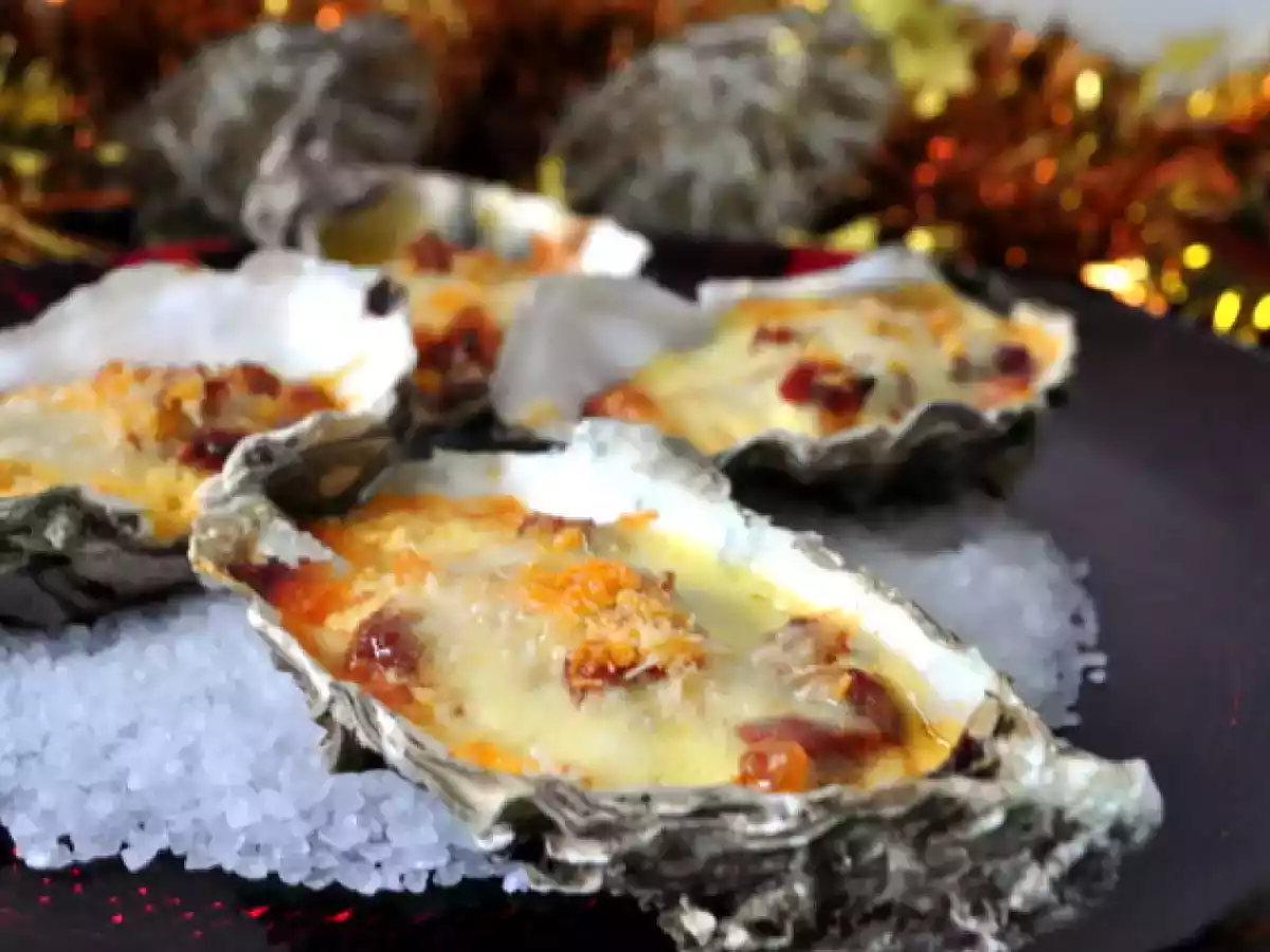 Huitres gratinées au chorizo et sabayon au Prosecco