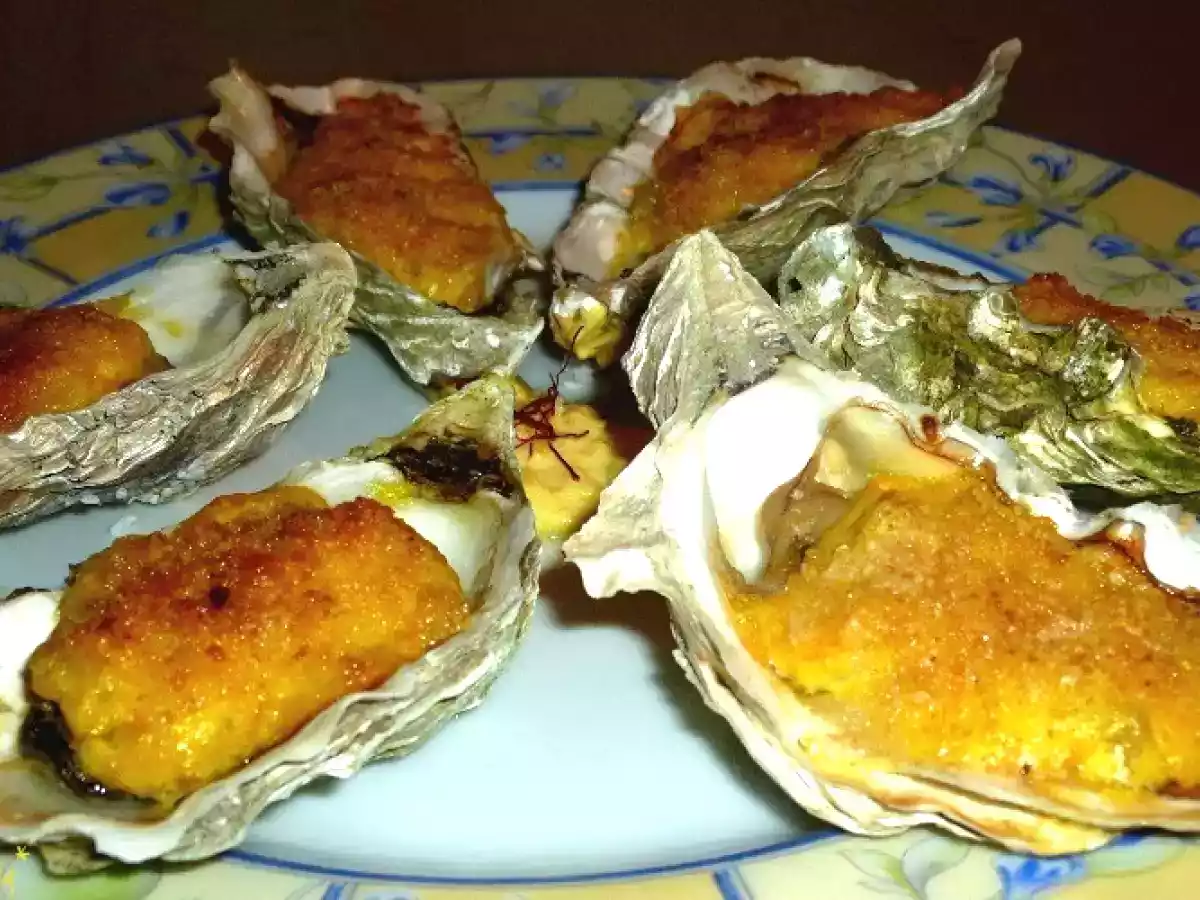 Huîtres gratinées au sabayon safrané aux légumes croquants - photo 2