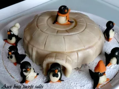 Igloo et pingouins en pâte d'amande