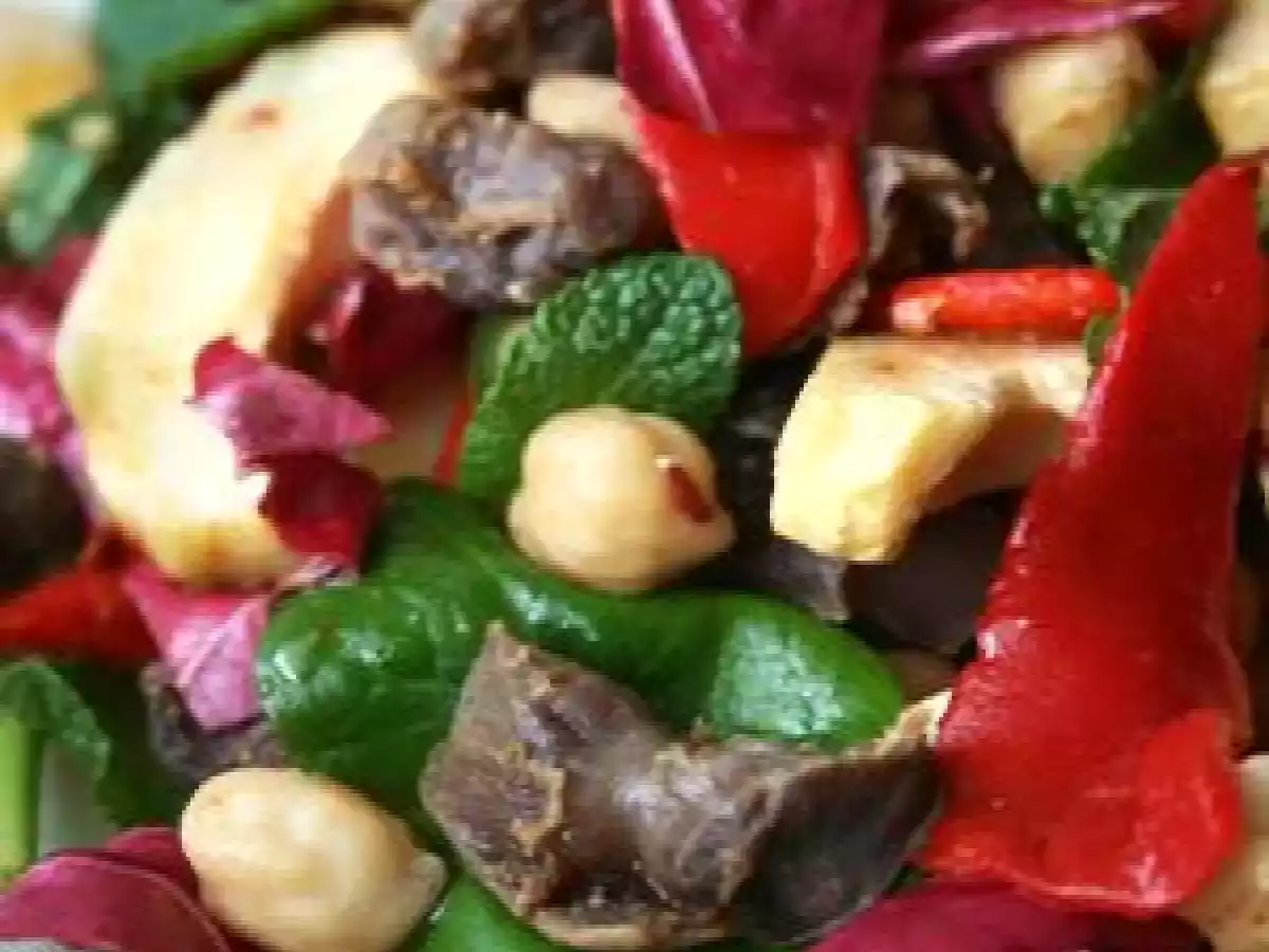 Jardinière de pois-chiche aux gésiers confits (maison) aux 4 piments