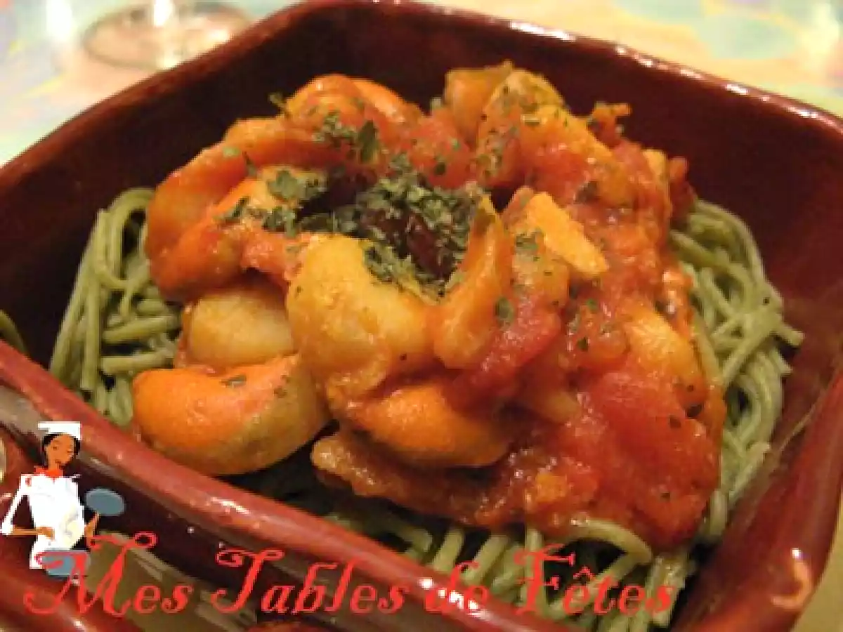 Je suis de retour !! Noix de St Jacques et joues de morue en cassolette