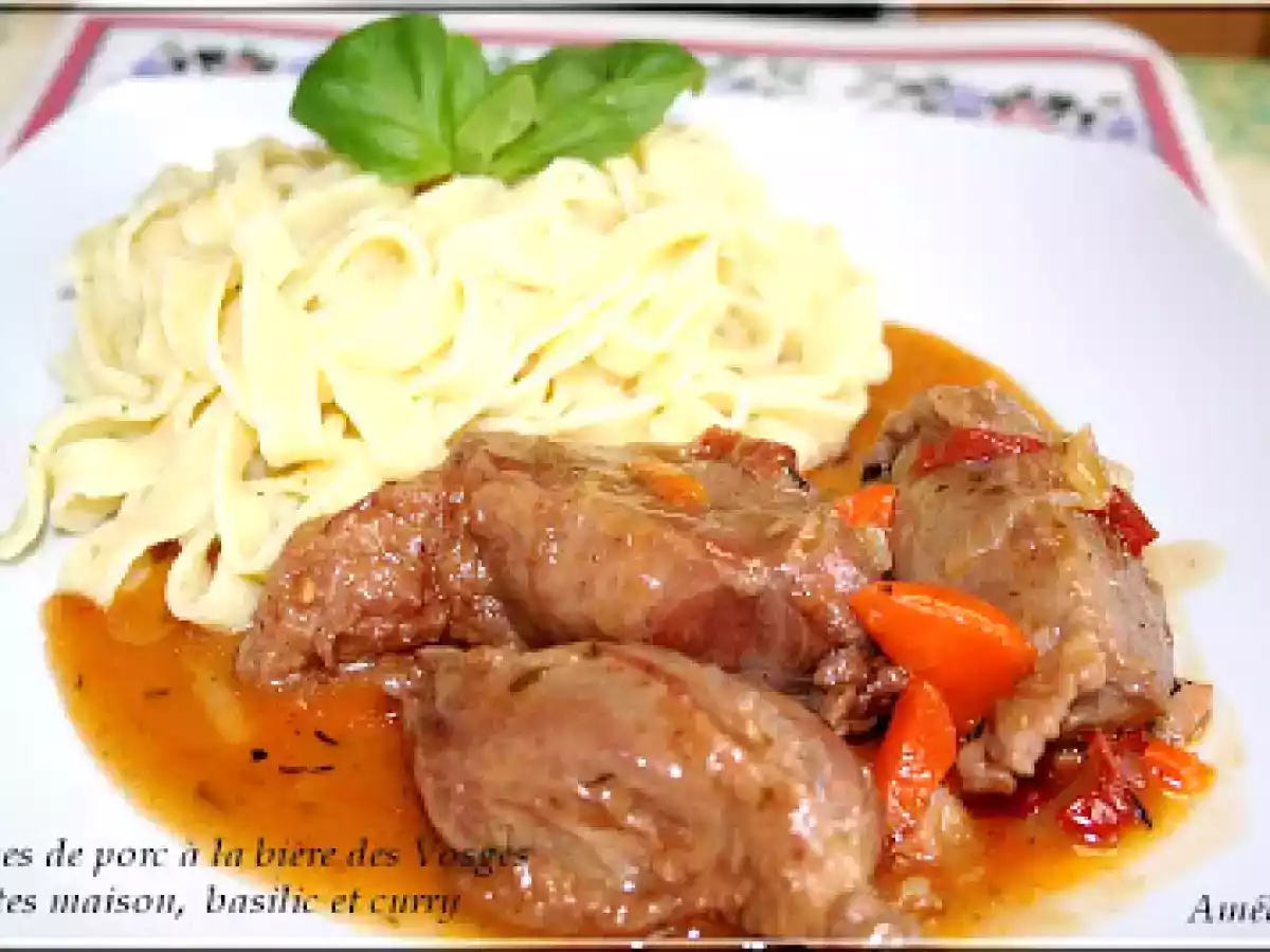 JOUES DE PORCELET A LA BIERE VOSGIENNE ET PATES FRAICHES