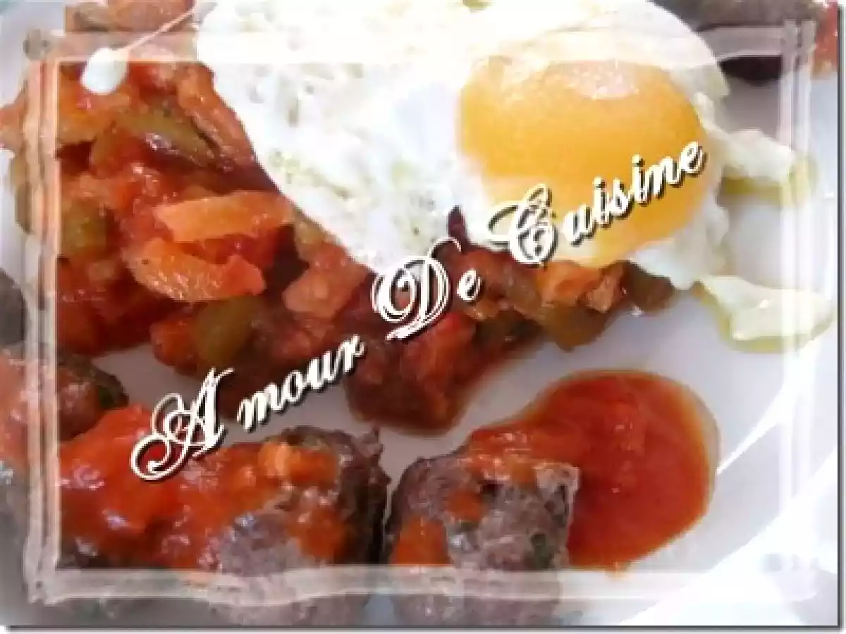 Kefteji......hmiss tunisien.....salade de poivre/sauce tomate.