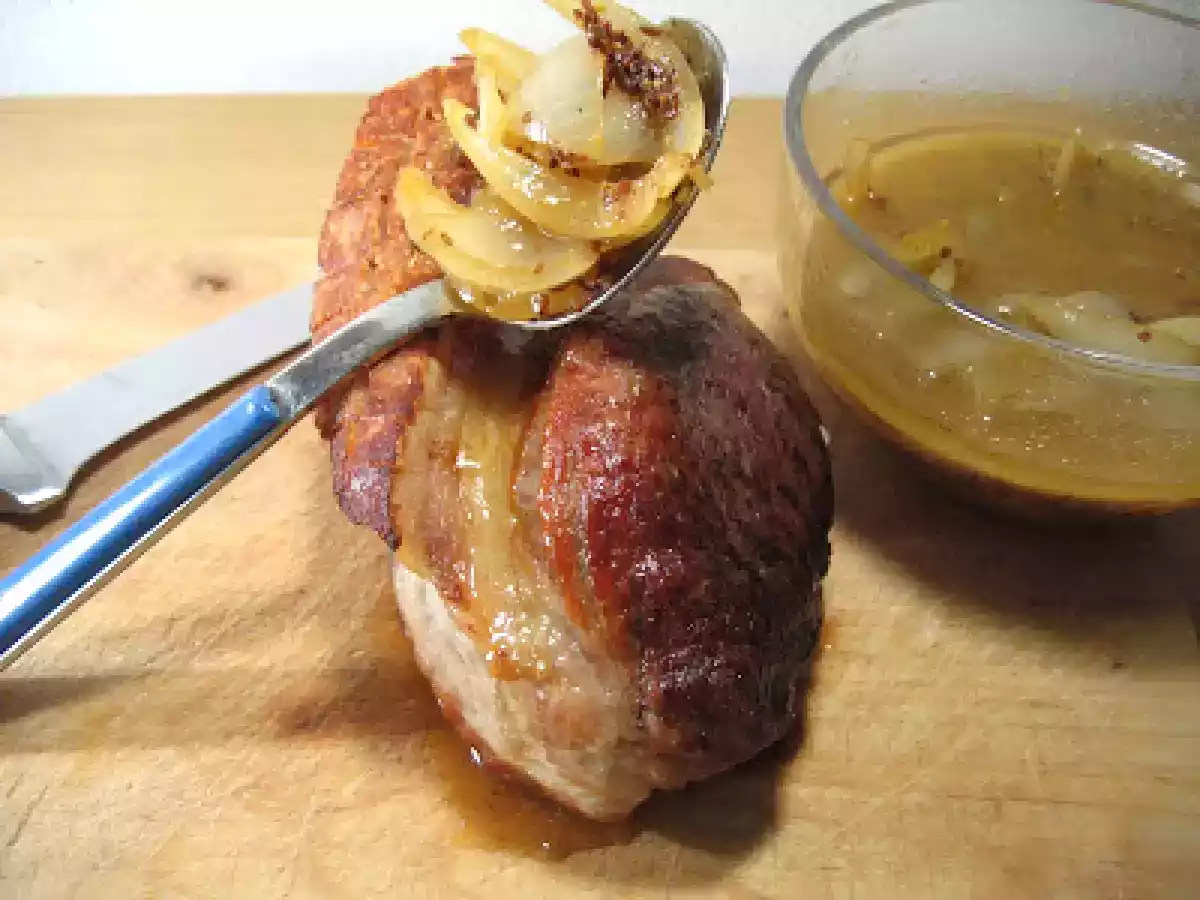 Krustenbraten avec sa sauce à la bière & au cumin