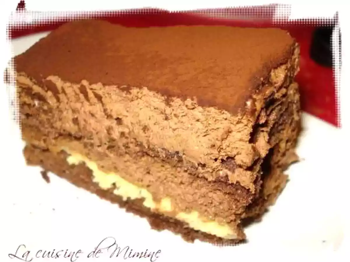 L'Arlequin (génoise chocolat, mousse chocolat, crème brûlée vanille) - photo 2