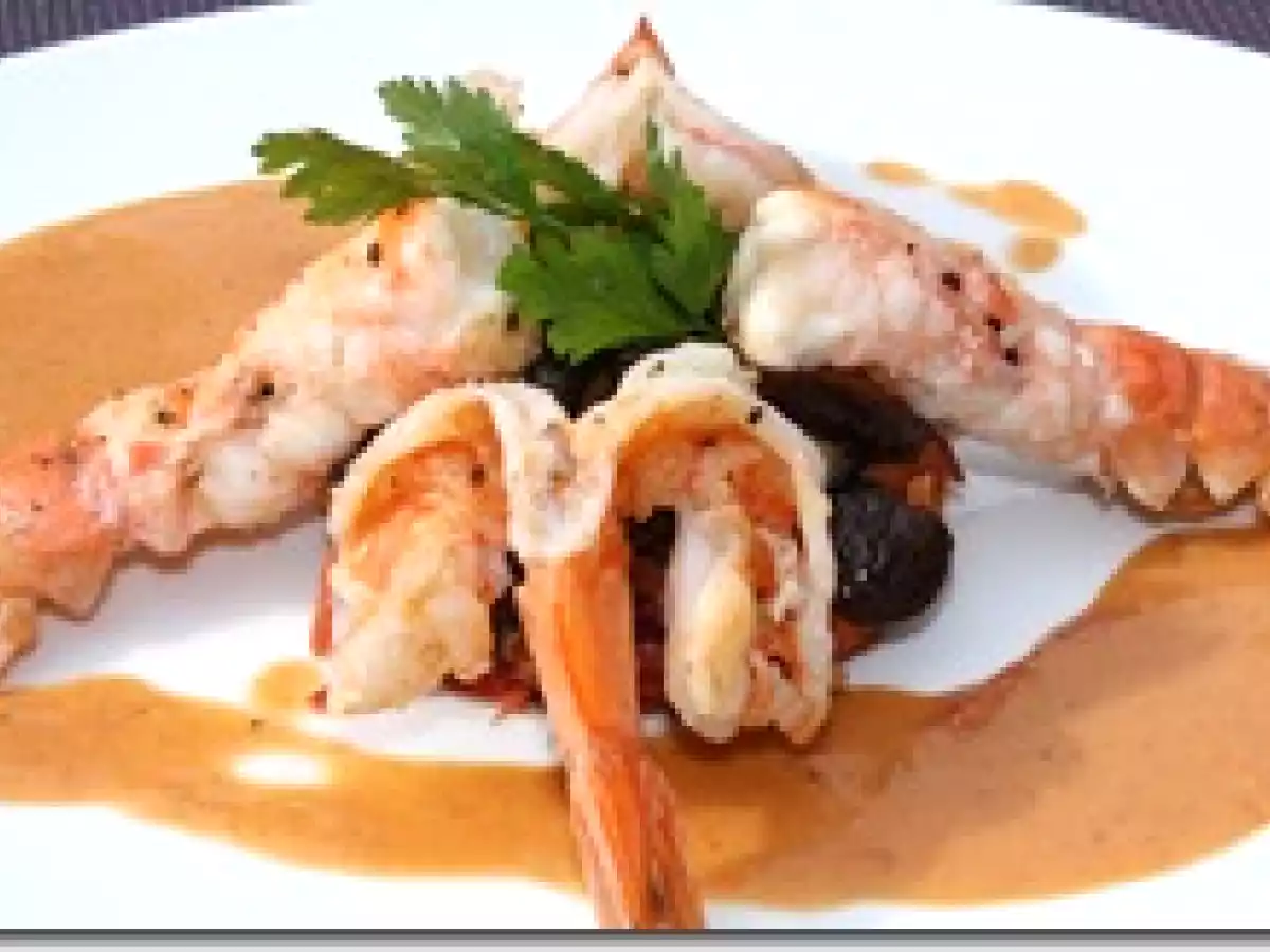 Langoustine et Gambas Sautée au Tandoori, Julienne de Légumes et Shiitake - photo 2