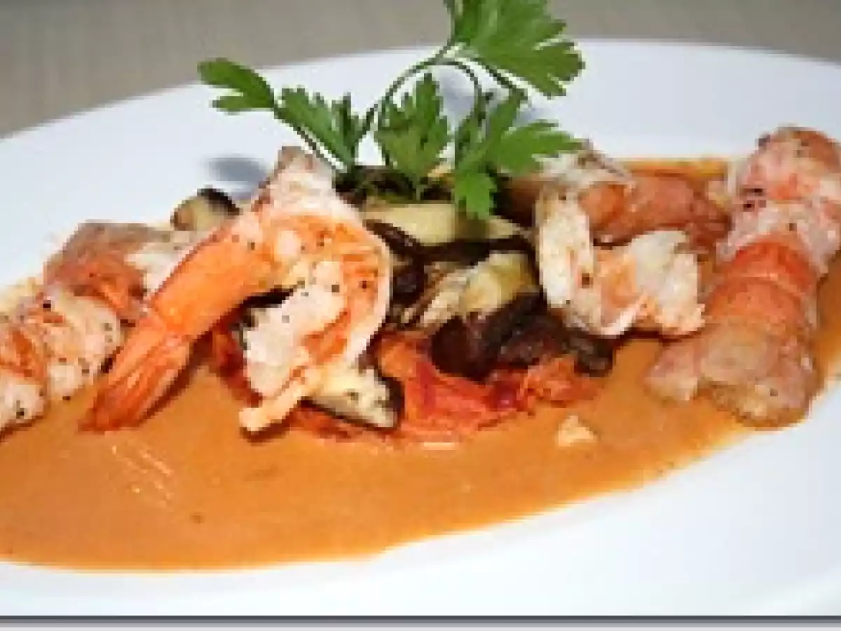 Langoustine et Gambas Sautée au Tandoori, Julienne de Légumes et Shiitake - photo 5
