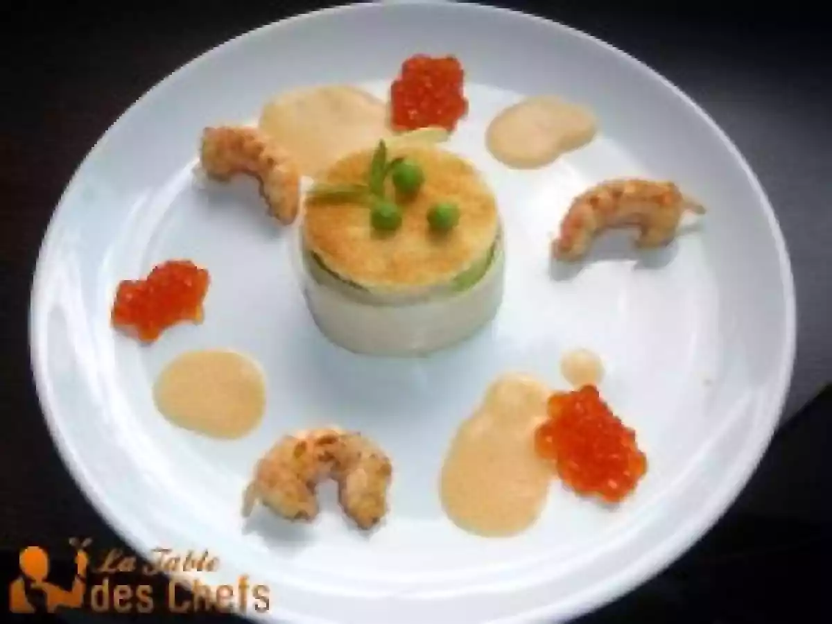 Langoustines poêlées, crémeux de petits pois à la verveine