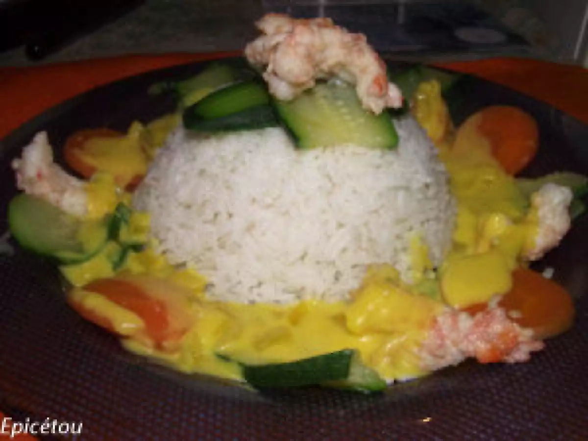 Langoustines safranées sur Tagliatelles de légumes