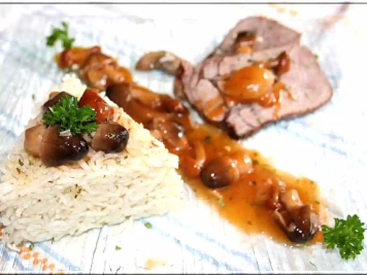LANGUE DE VEAU, SAUCE BOUGUIGNONNE AUX CHAMPIGNONS AIGRE-DOUX - photo 2