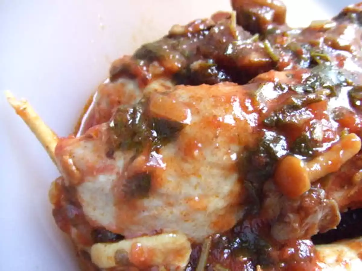 Lapin aux champignons et à la tomate