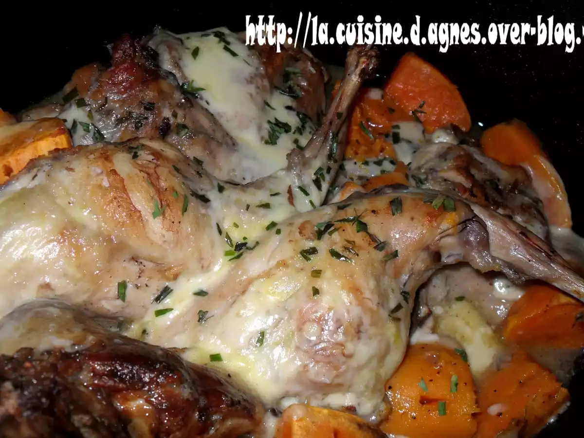 Lapin gratiné au Morbier