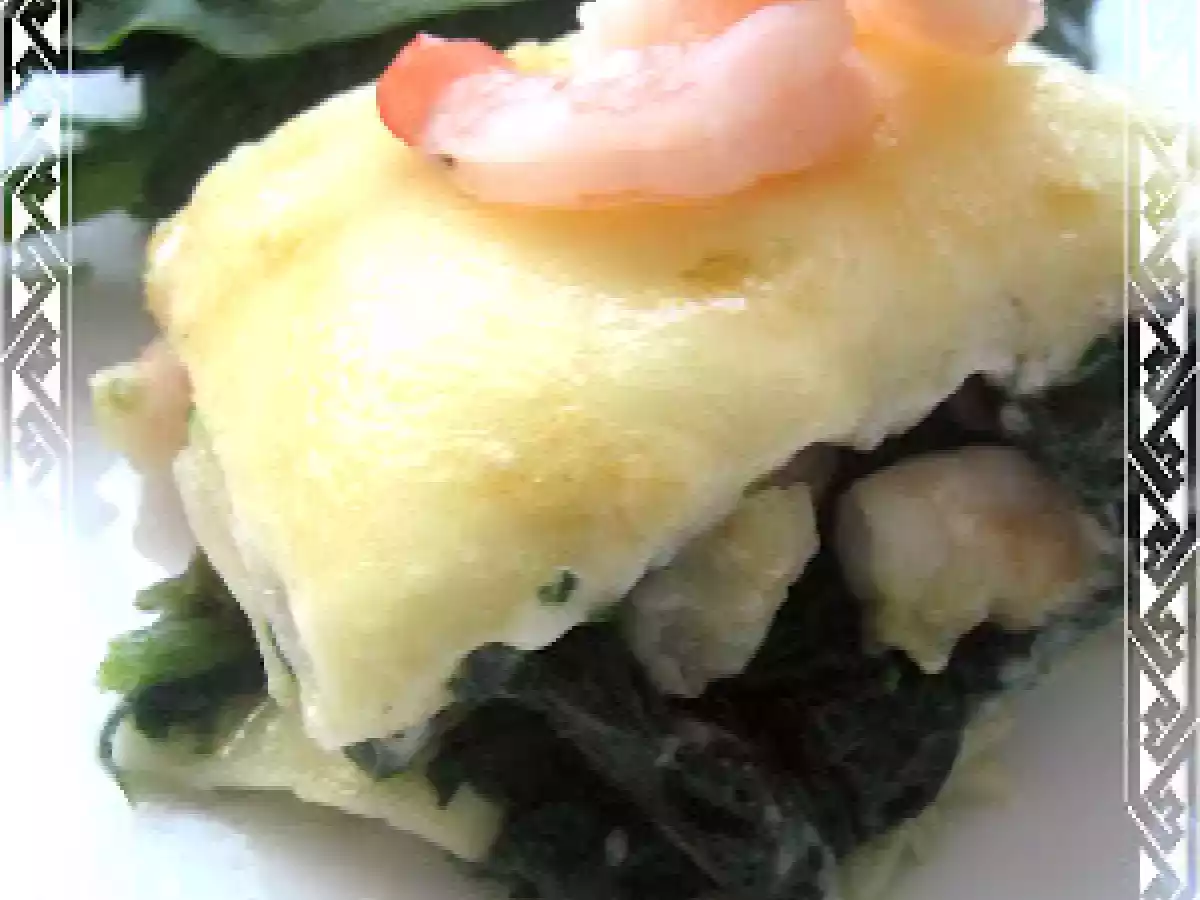 Lasagne aux crevettes et aux épinards