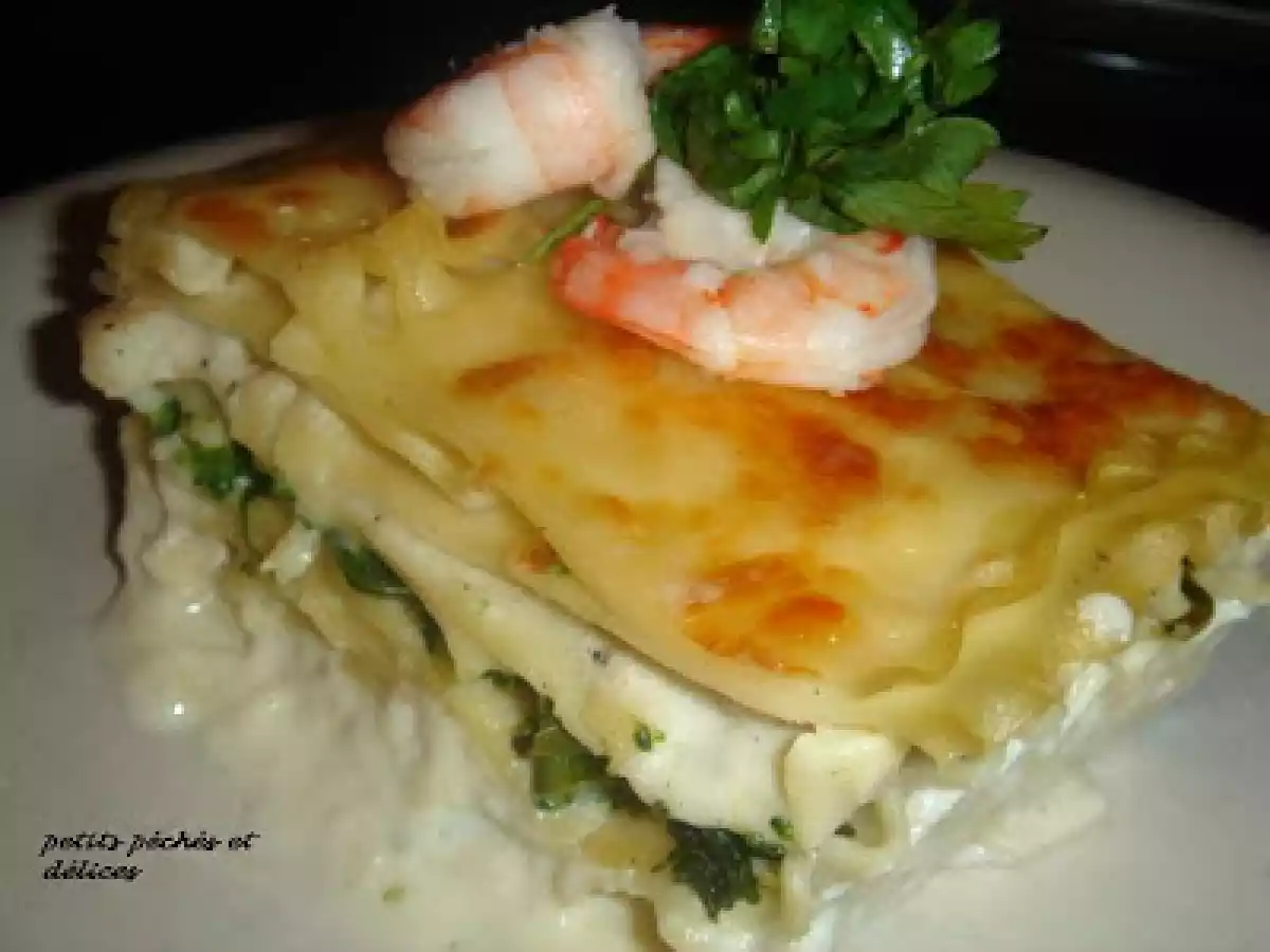 Lasagne de rapinis, sauce béchamel aux crevettes