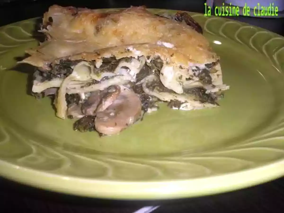 Lasagne épinard-champignons-féta