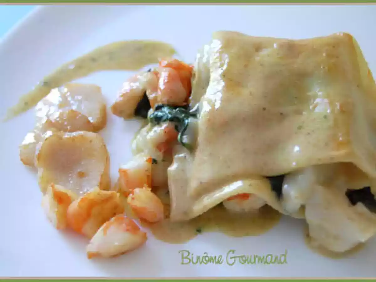 Lasagnes à la tétragone, noix de St Jacques et crevettes - photo 2