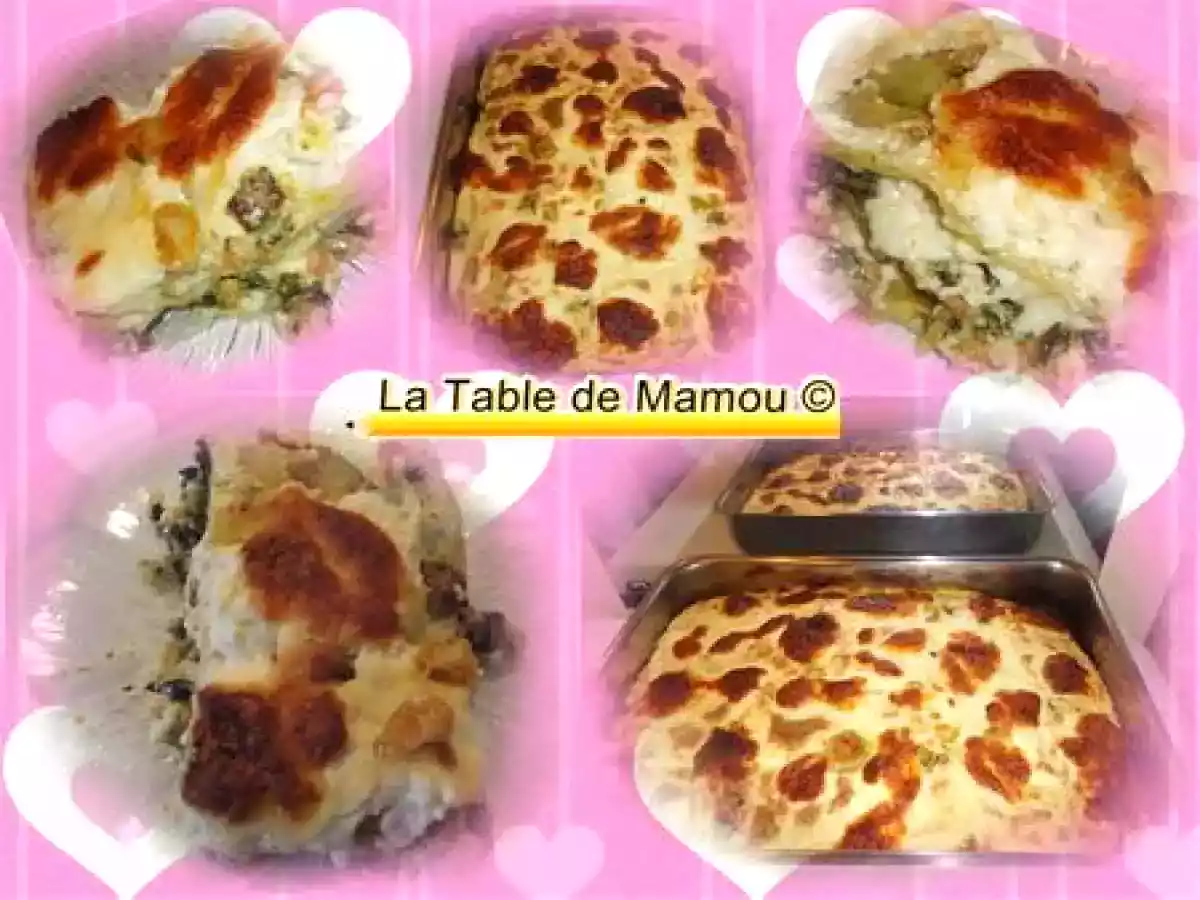 Lasagnes au saumon et thon, rutabaga et épinards