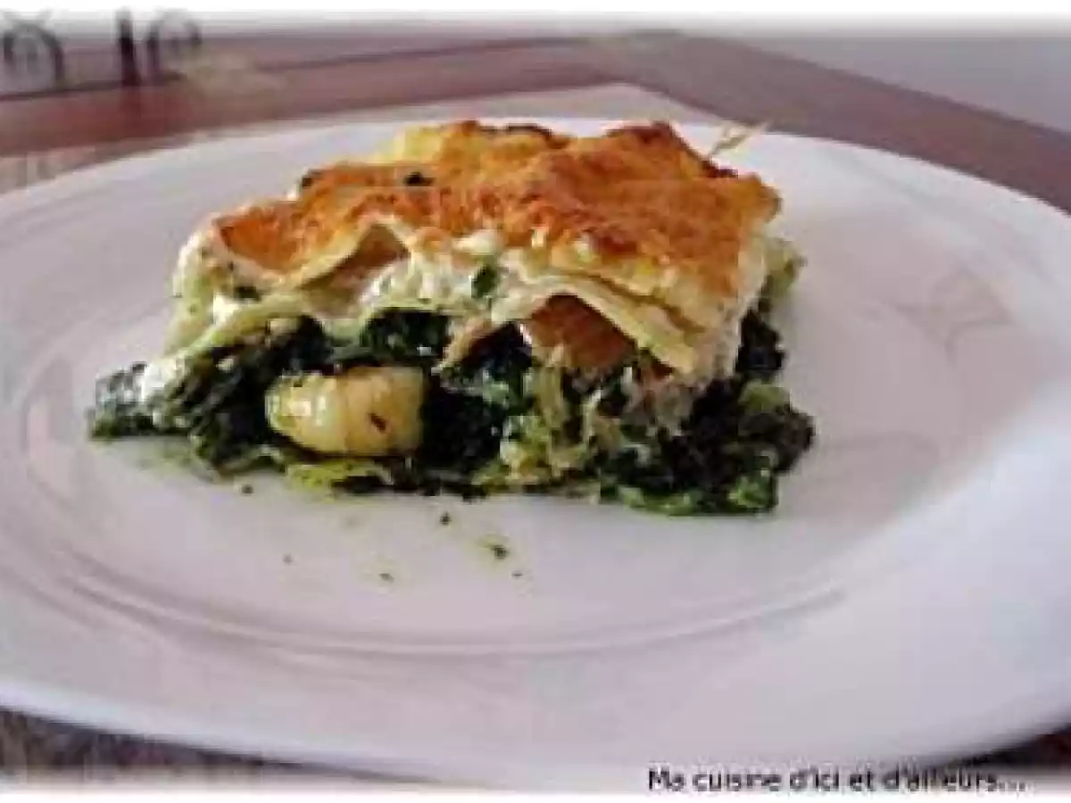 Lasagnes aux crevettes et épinards