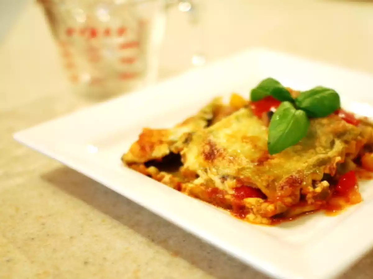 Lasagnes aux légumes, sauce fromage-basilic