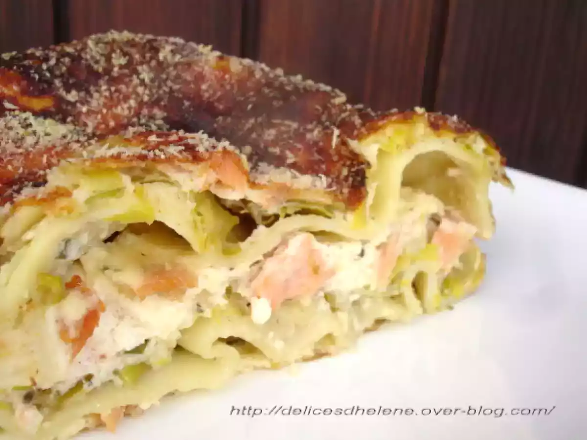 LASAGNES AUX POIREAUX, CHEVRE ET 2 SAUMONS - photo 2