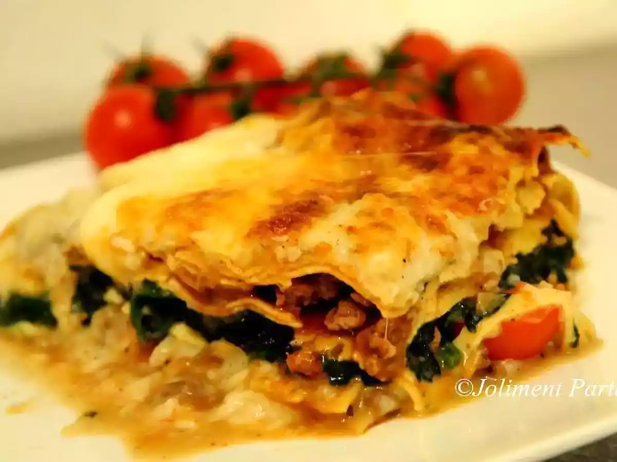 Lasagnes boeuf et pousses d'épinard allégèes