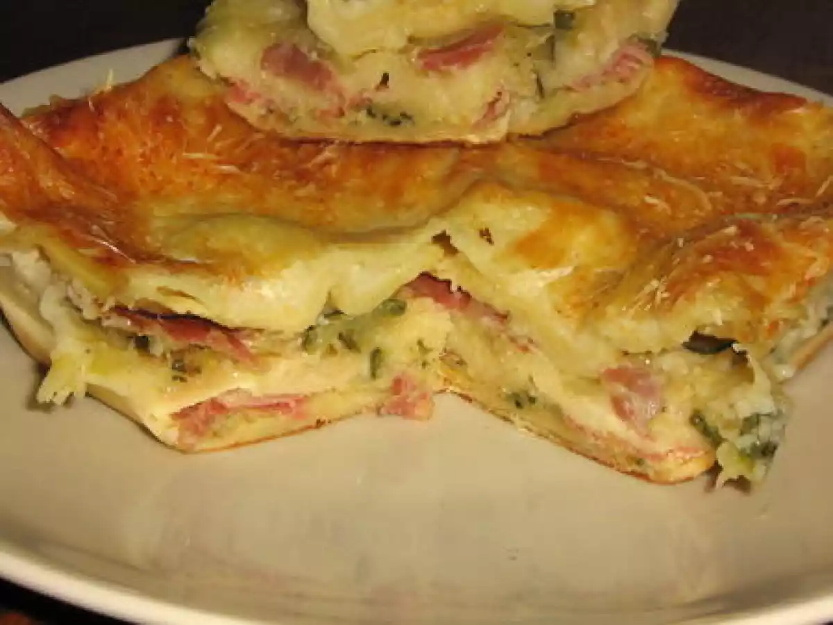 Lasagnes courgettes-jambon cru