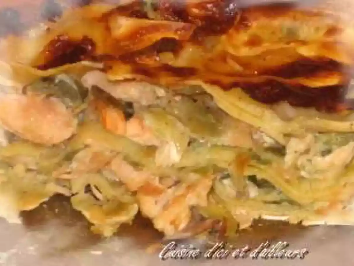 Lasagnes de saumon aux poireaux et à l'aneth