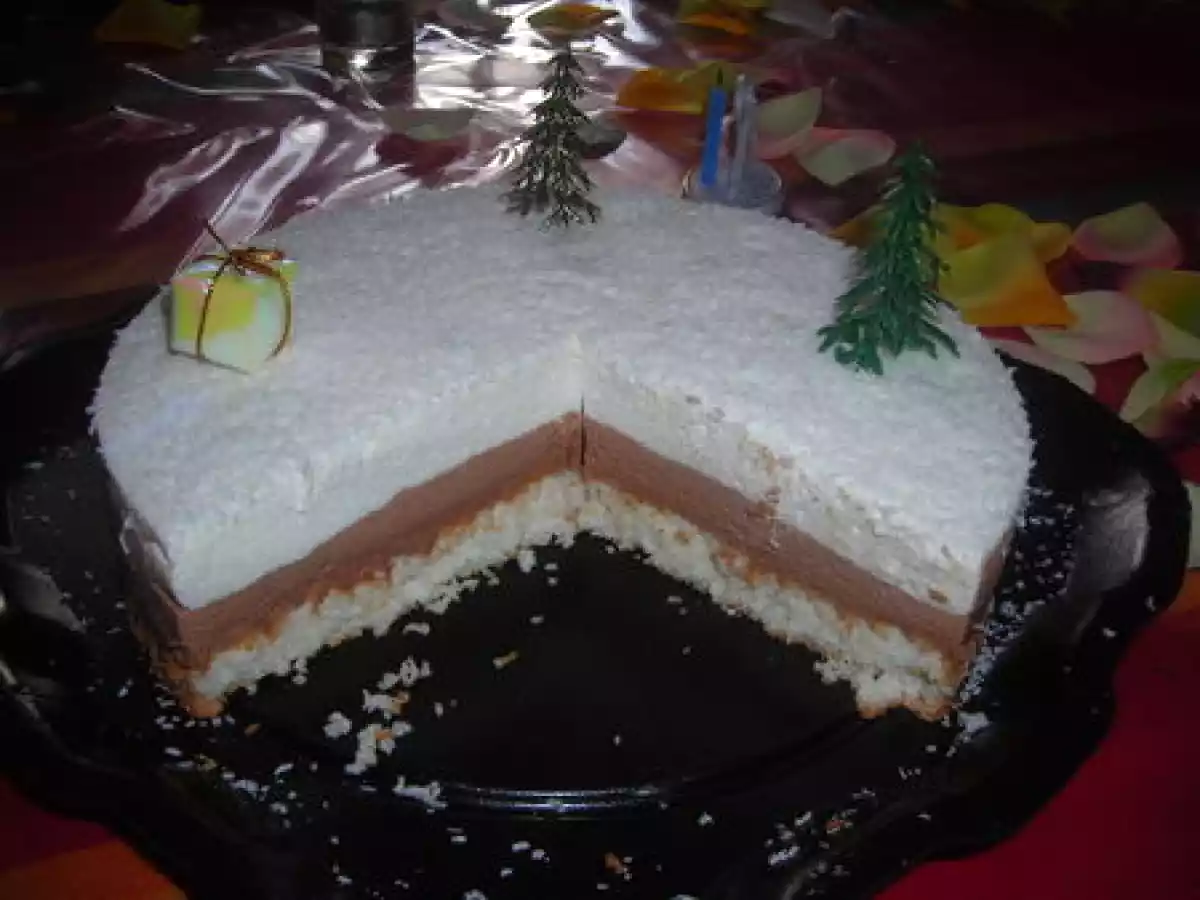 Le chococo : une dacquoise coco, une mousse au chocolat au lait et une mousse coco - photo 2