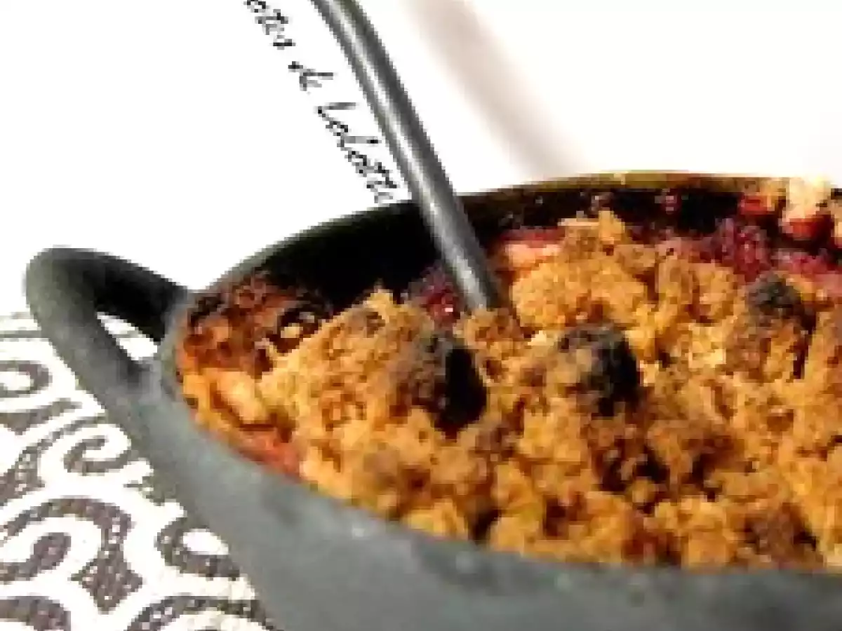 Le crumble, framboises, granny et flocons de riz, et que ça croustille!
