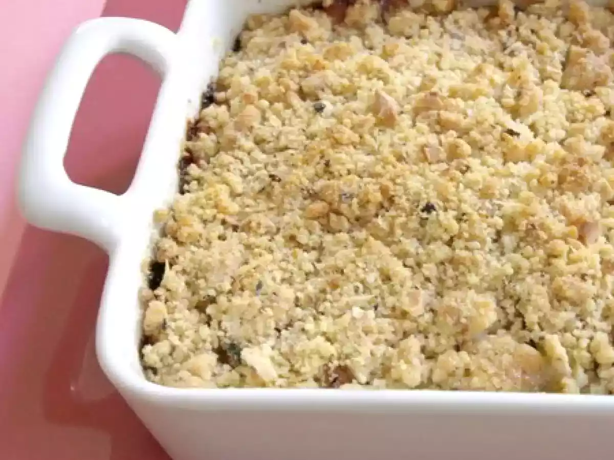 Le meilleur des crumbles: courgettes, champignons, noisettes et ricotta