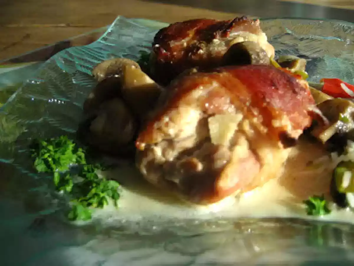 Le poulet et le brut (hauts de cuisse de poulet au chèvre et jus de pomme brut)