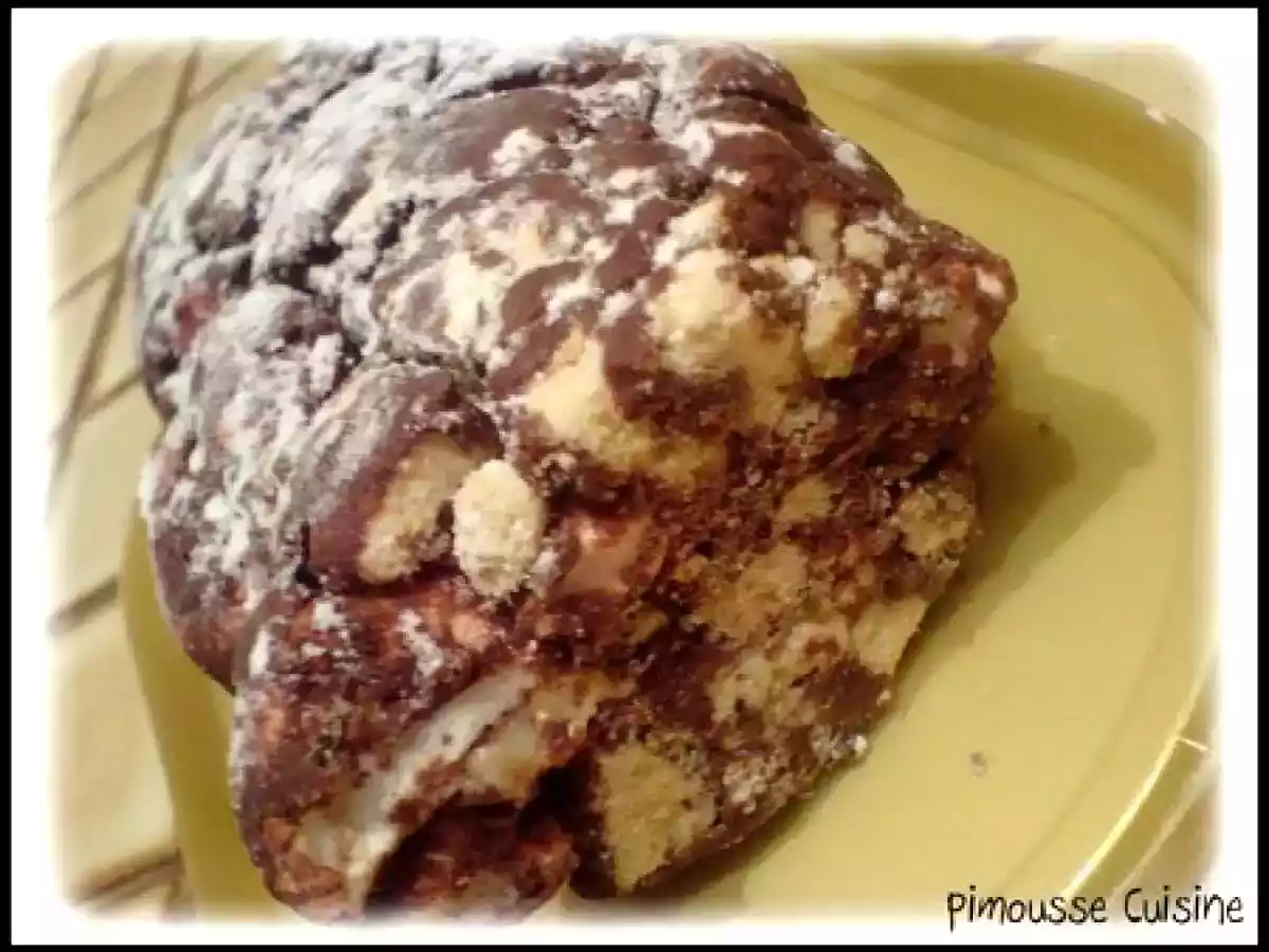 Le saucisson au chocolat guimauve et meringue sans beurre