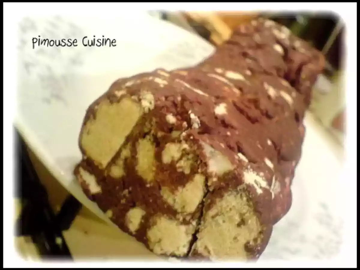 Le saucisson au chocolat guimauve et meringue sans beurre - photo 2