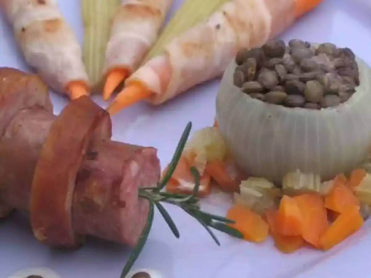 Lentilles à la crème piment d'espelette et baies roses
