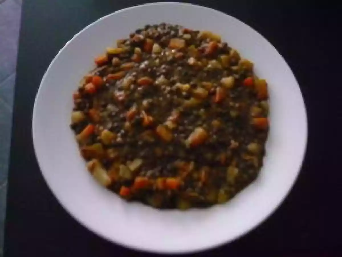 Lentilles vertes au saumon fumé.